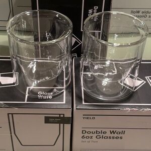 3 sets of Fabulous & fun double wall glasses by YIELD!  3 sets of 2.  Mint.